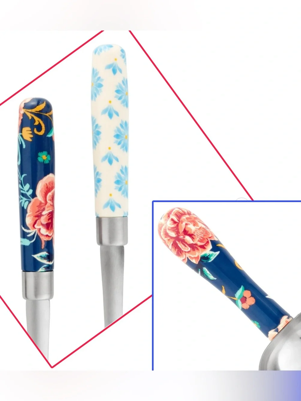 The Pioneer Woman Blue Floral 3-Piece Serving Utensil Set